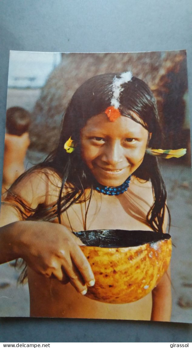 CPSM INDIENNE FILLETTE JURUNAS MISSU PARC XINGU MANIOC LIQUEUR AMERIQUE BRASIL BRESIL NATIVO AMAZONIE ETHNIQUE CULTURE - Amerika