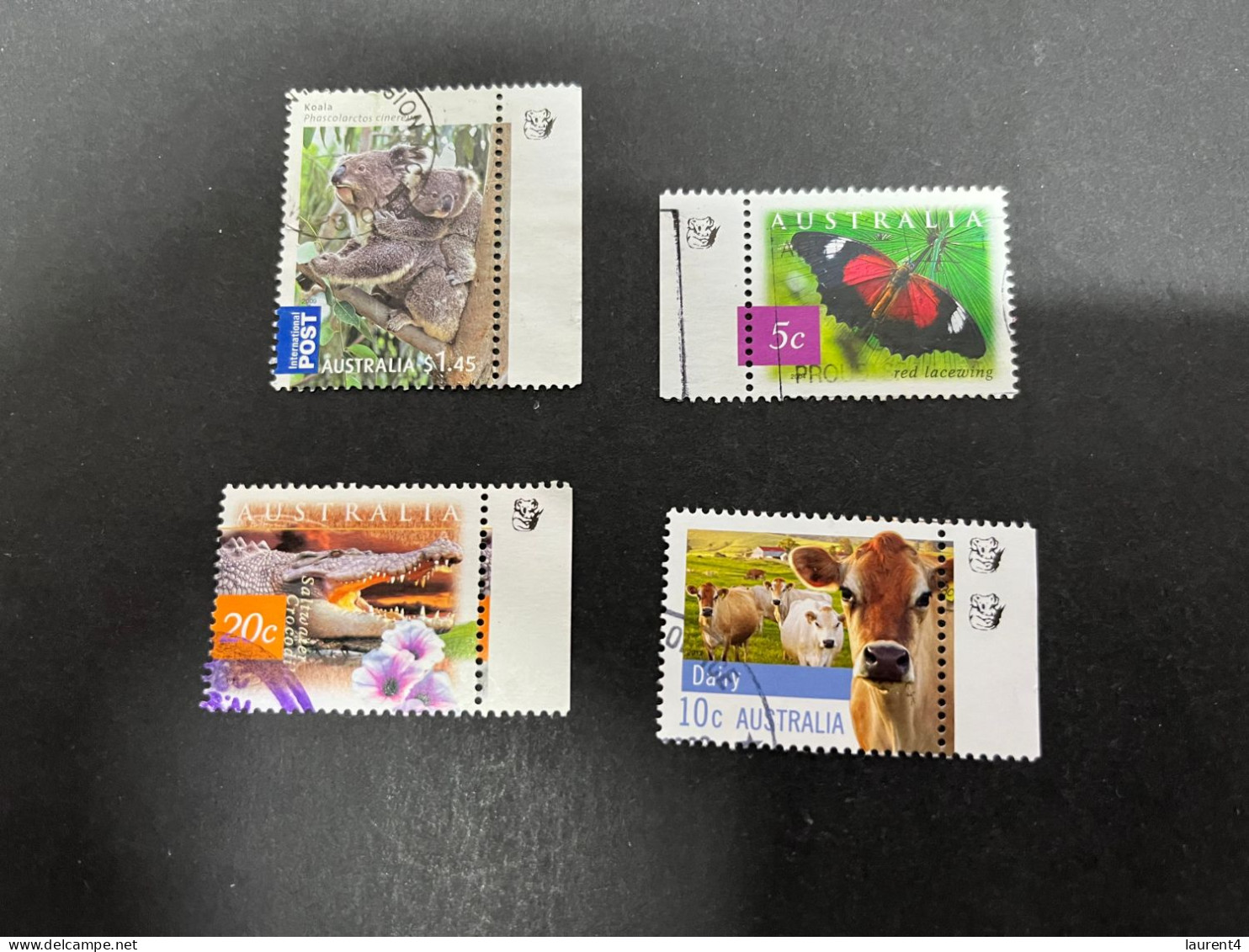 14-9-2023 (stamp) Australia Selection Of 4 Used Koala & Kangaroo TAG Stamps - Used Stamps