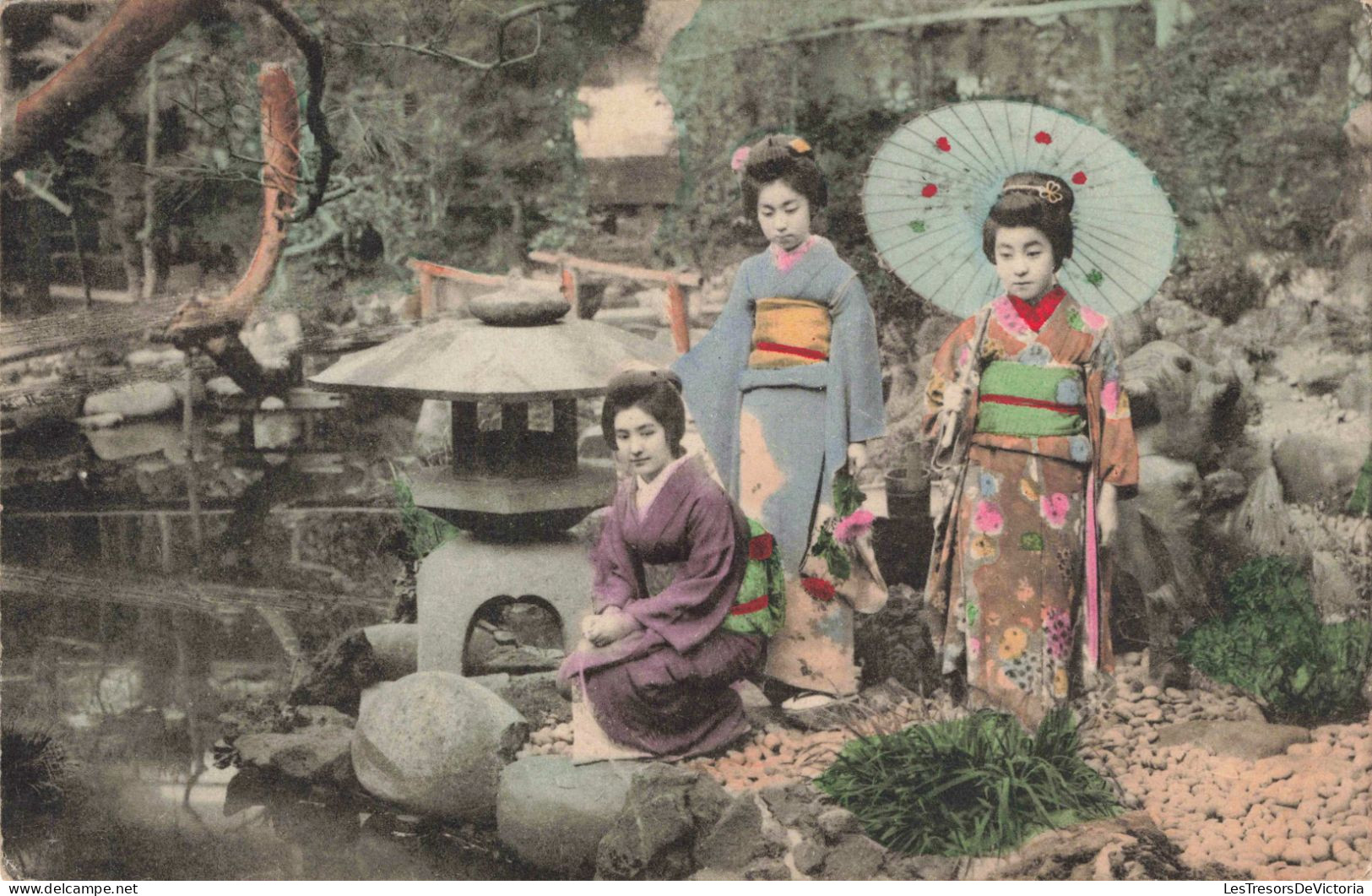 JAPON - Femmes En Kimono - Colorisé - Carte Postale Ancienne - Andere & Zonder Classificatie