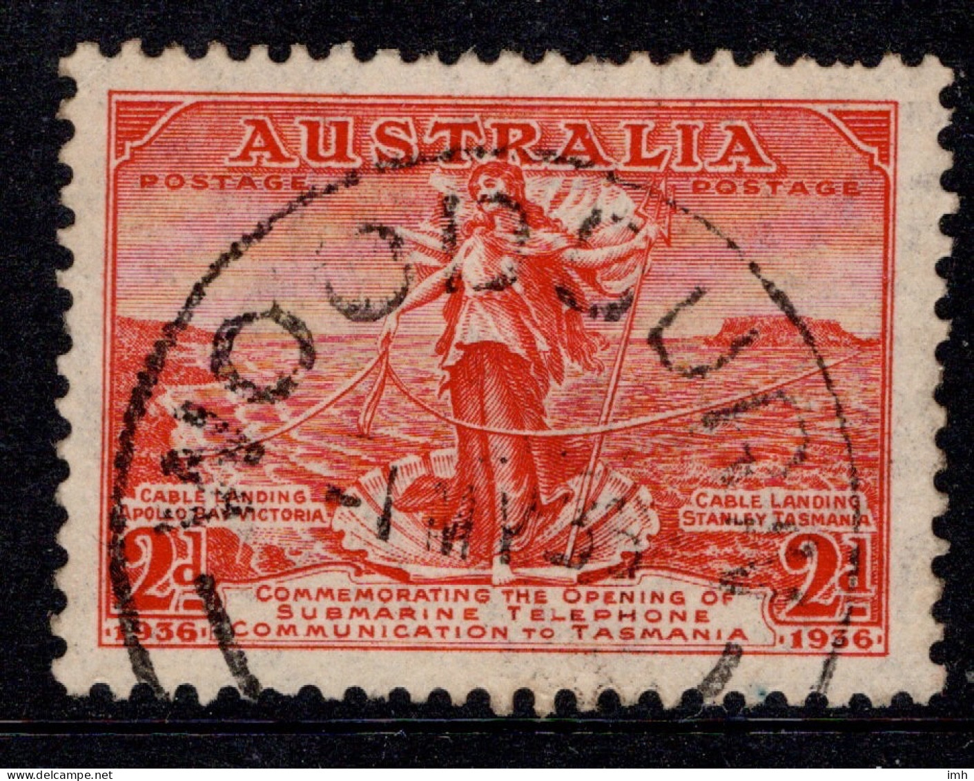 1936 Australia, SG 161 2d  Submarine Cable To Tasmania Fine Used Woodburn Pmk.  Pmk. Fine Used Cat. £0.5 - Usados