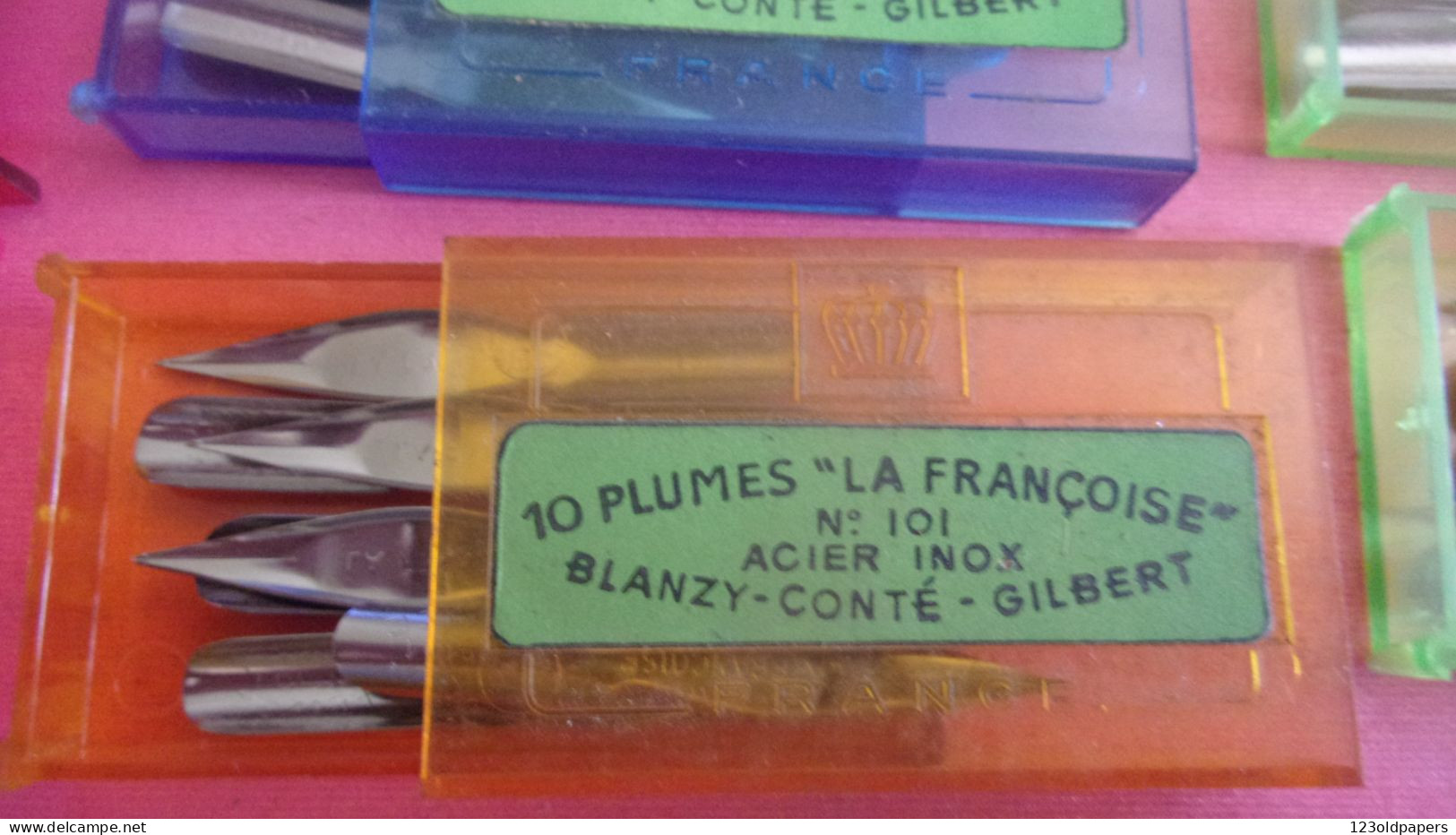 ️  LOT DE 15 BOITES DE PLUMES ANCIENNES LA FRANCOISE N°101 ACIER INOX BLANZY CONTE GILBERT SOIT 150 PLUMES - Vulpen