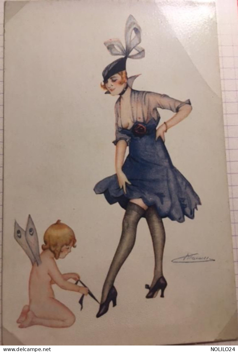 Cpa Illustrateur Signée Suz MEUNIER, Le Lacet De La Parisienne, érotique Seins, Transparence éd L-E Série 82 Non écrite - Meunier, S.