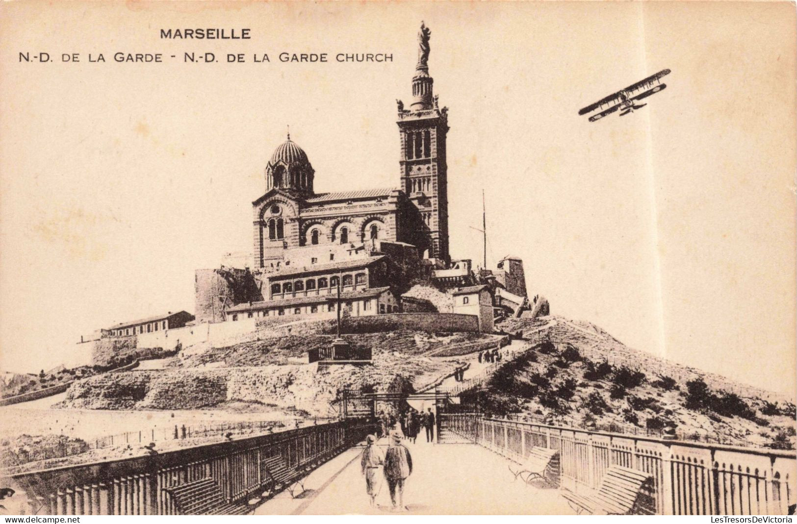 FRANCE - Marseille - Notre Dame De La Garde Church - Carte Postale Ancienne - Notre-Dame De La Garde, Funicular Y Virgen