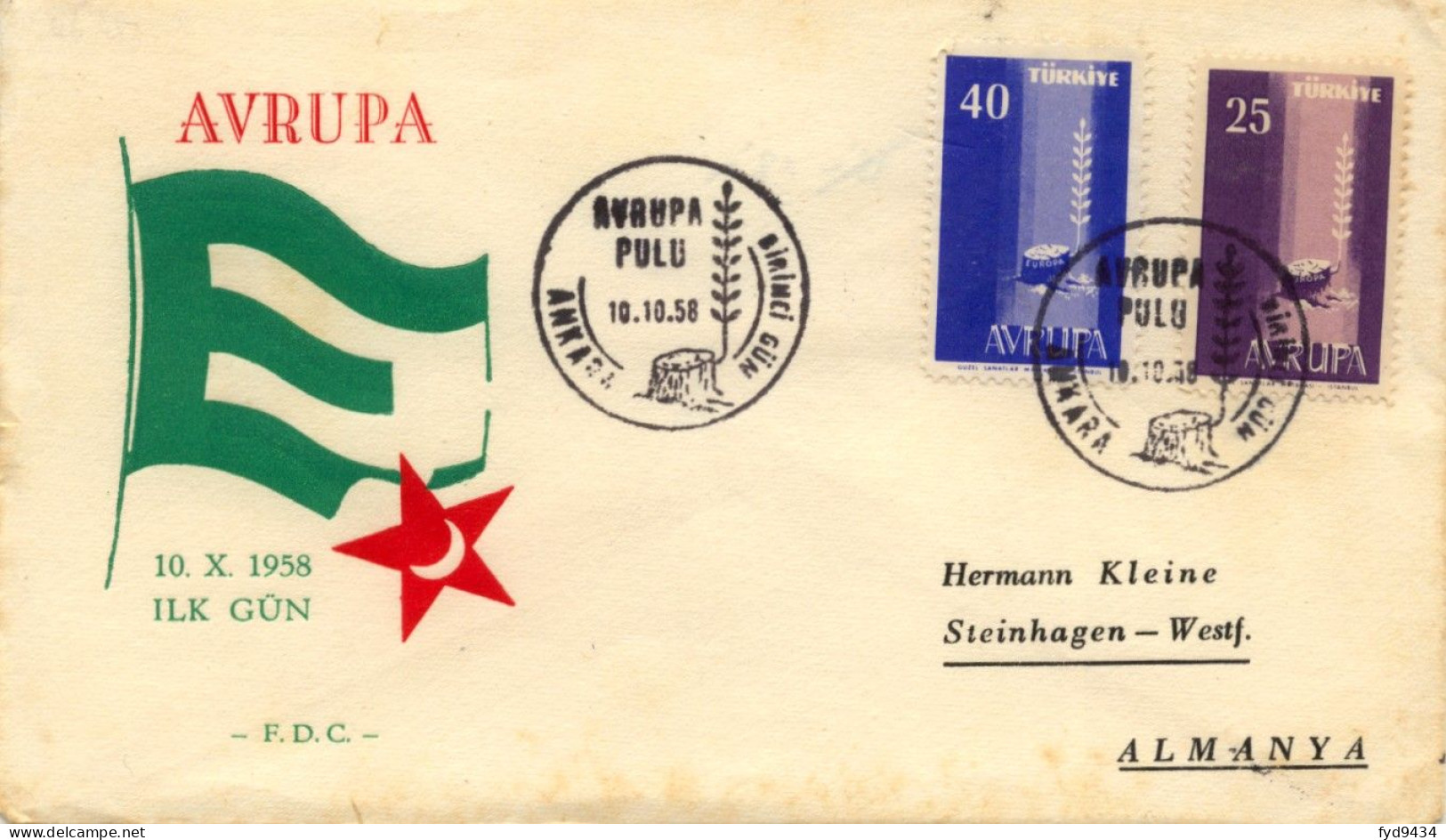 N° 1412 Et N° 1413 De Turquie Sur Enveloppe 1er Jour - 1958