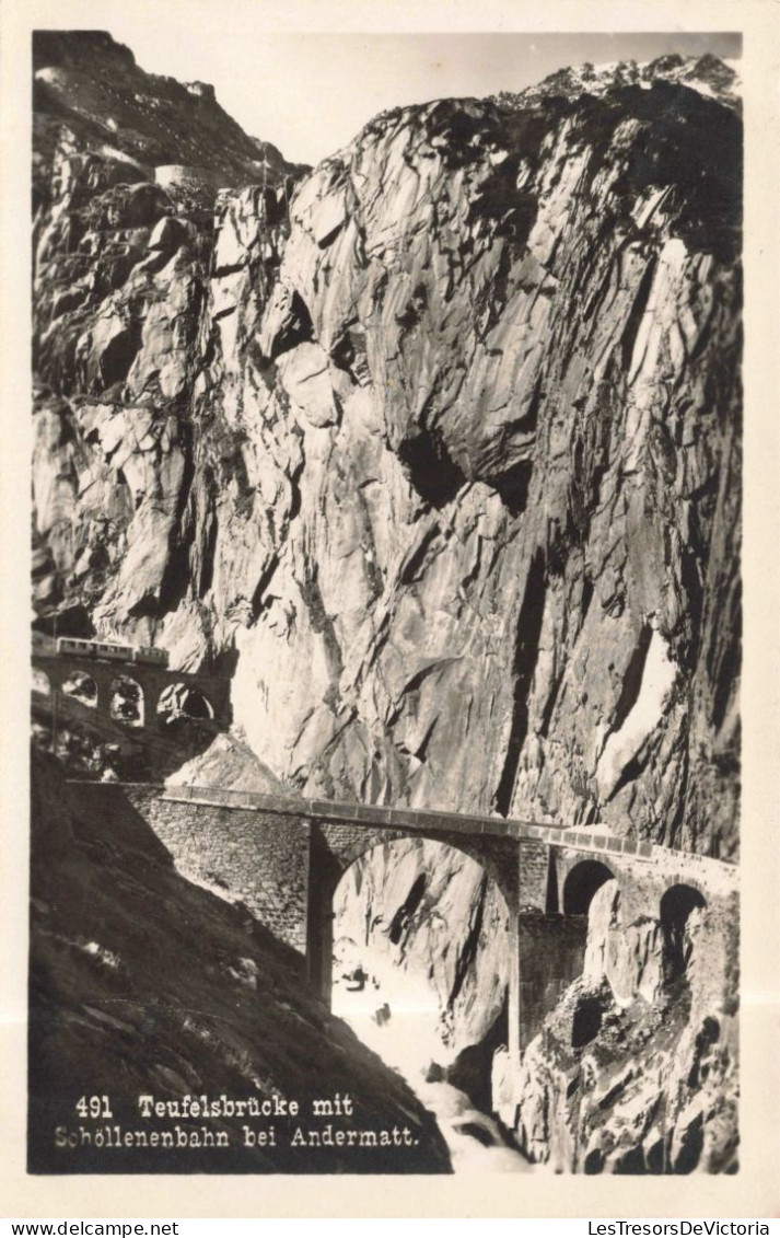 SUISSE - Uri - Pont Du Diable Avec Le Téléphérique De Schöllenen Près D'Andermatt - Carte Postale Ancienne - Andermatt