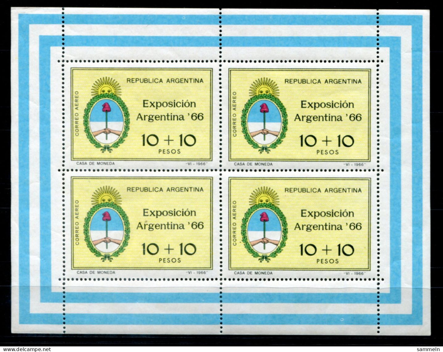 ARGENTINIEN 908 KB Mnh - Expo Argentina '66 - ARGENTINA / ARGENTINE - Blocs-feuillets