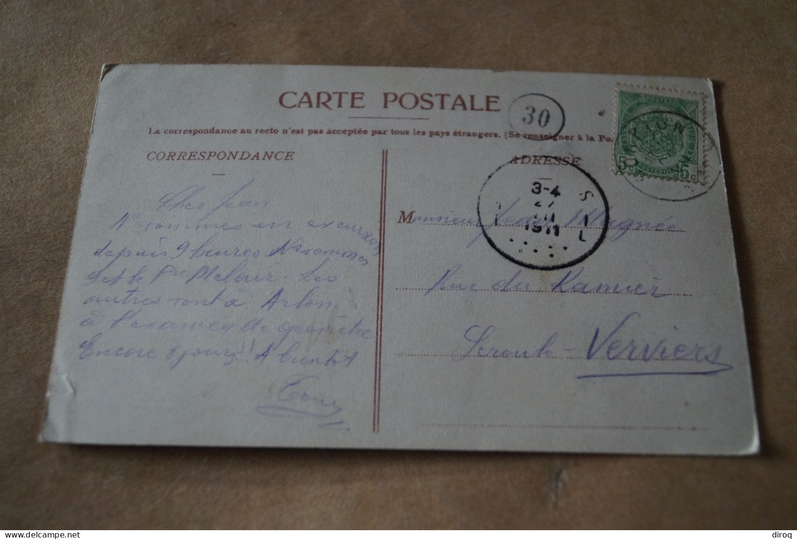 Belle Carte Ancienne, Corbion 1911 ,la Roche Des Fées - Otros & Sin Clasificación