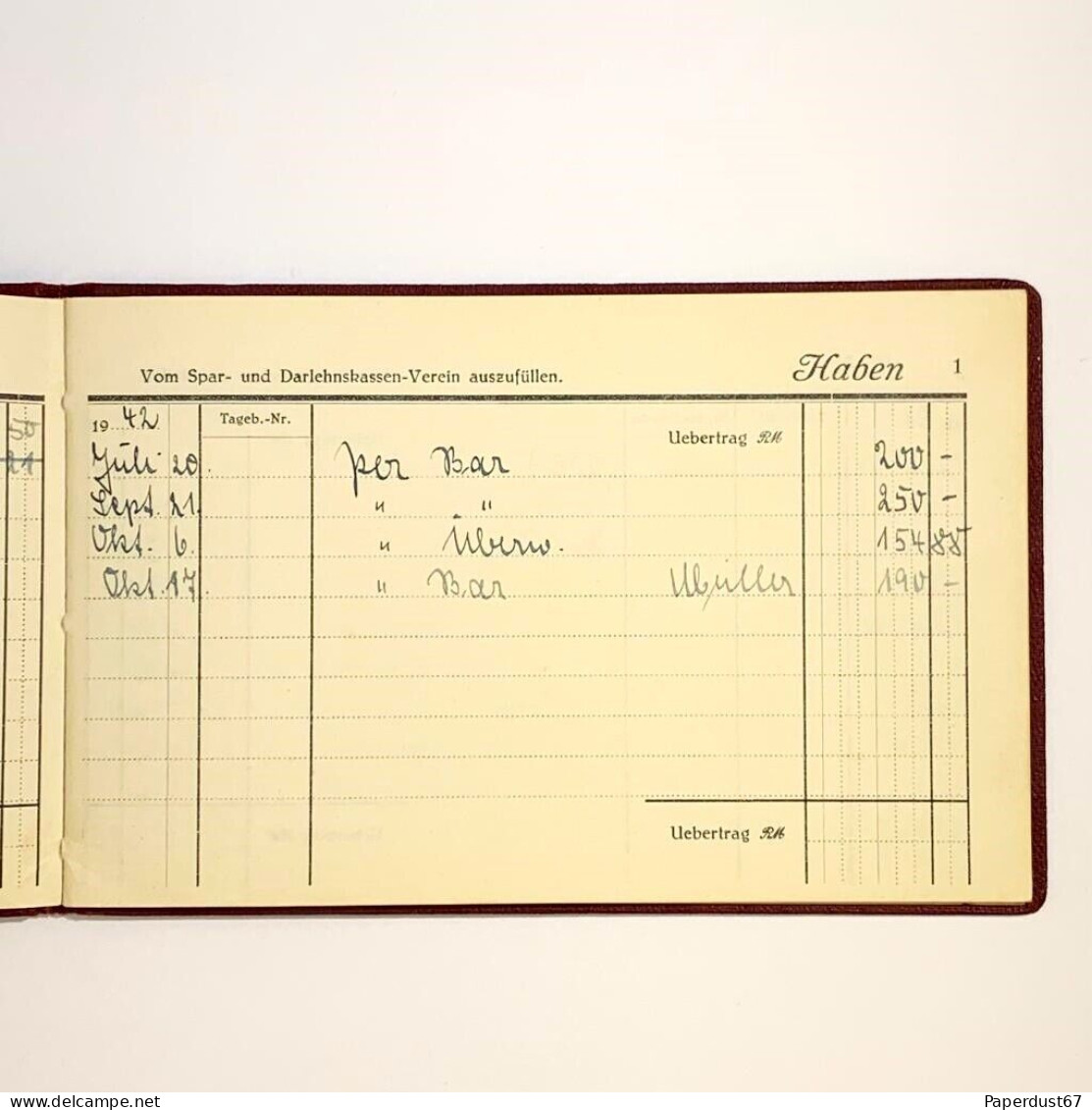 Kontogegenbuch Dulmener Spar Und Darlehnskassen 1942-1953 German Document Document Allemand - 1900 – 1949