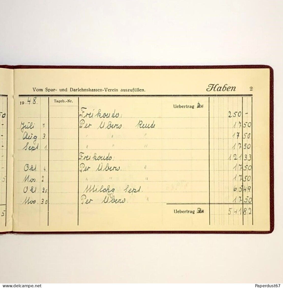 Kontogegenbuch Dulmener Spar Und Darlehnskassen 1942-1953 German Document document allemand