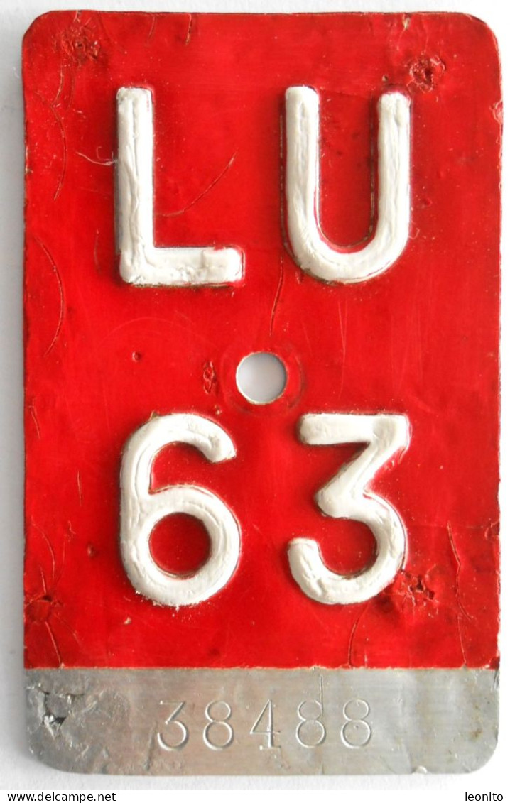 Velonummer Luzern LU 63 - Number Plates