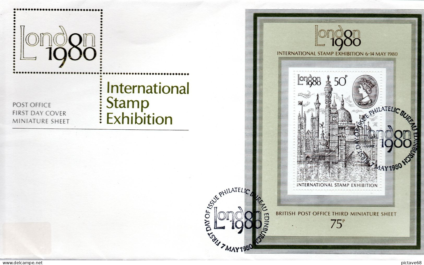 GRANDE BRETAGNE /  / ENVELOPPE FDC BF N°3- EXPOSITION LONDON 1980 - 1971-1980 Em. Décimales