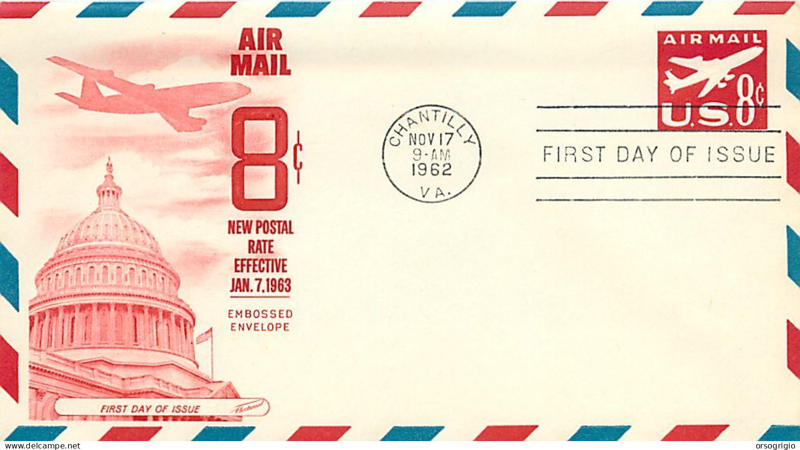 USA - FDC 1962 -  Air Mail  8c. - 1961-80