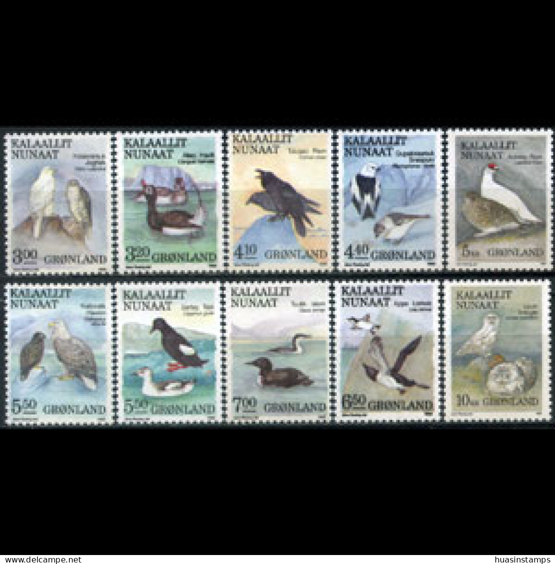 GREENLAND 1987 - #177-88 Birds Issued 1987-89 Set Of 10 MNH - Unused Stamps