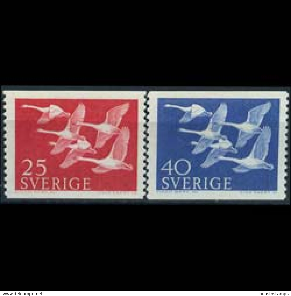 SWEDEN 1956 - Scott# 492-3 Whooper Swans Set Of 2 LH - Ongebruikt