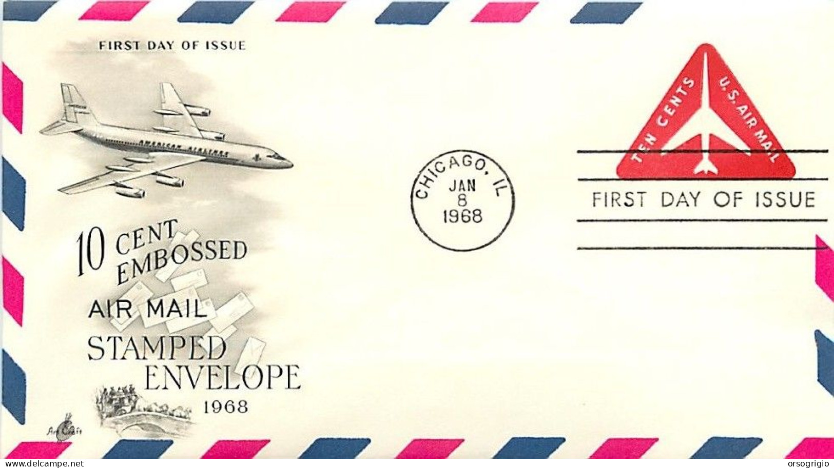 USA - FDC 1968 -  Air Mail    Ten Cents - 1961-80