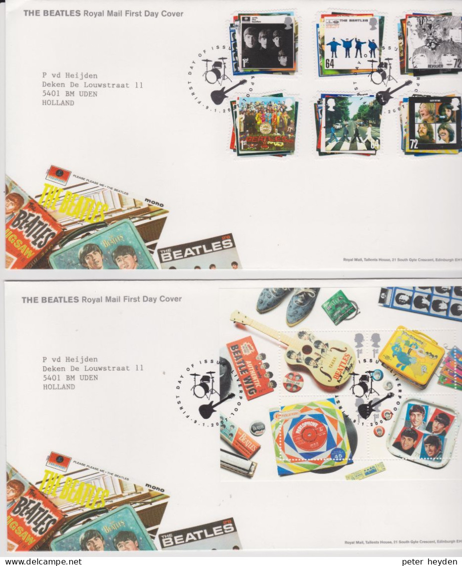 Great Britain 2007 BEATLES FDC Set + S/s Mi 2474-2479+ Bl.34 - 2001-2010. Decimale Uitgaven