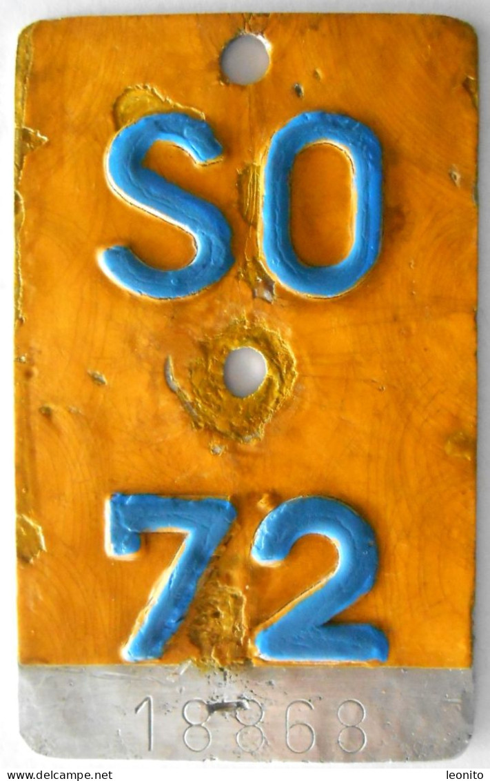 Velonummer Mofanummer Solothurn SO 72 - Number Plates