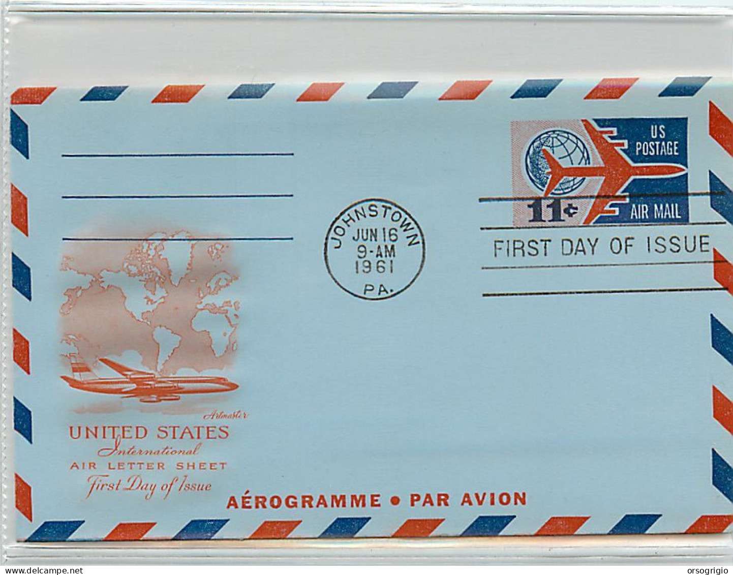 USA  -   Aerogramme - FDC 1961 -  11c. - 1961-80