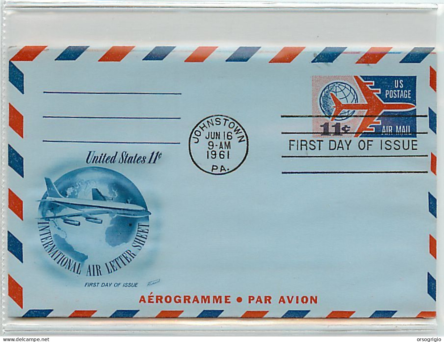 USA  -   Aerogramme - FDC 1961 -  11c. - 1961-80