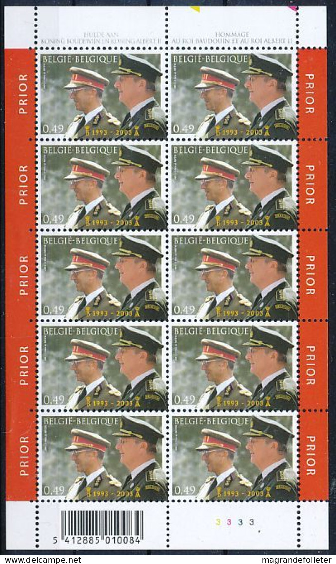 TIMBRE STAMP ZEGEL BELGIQUE  FEUILLET DE 10 X 3201 ROIS BAUDOUIN ET ALBERT  XX - 2011-2020