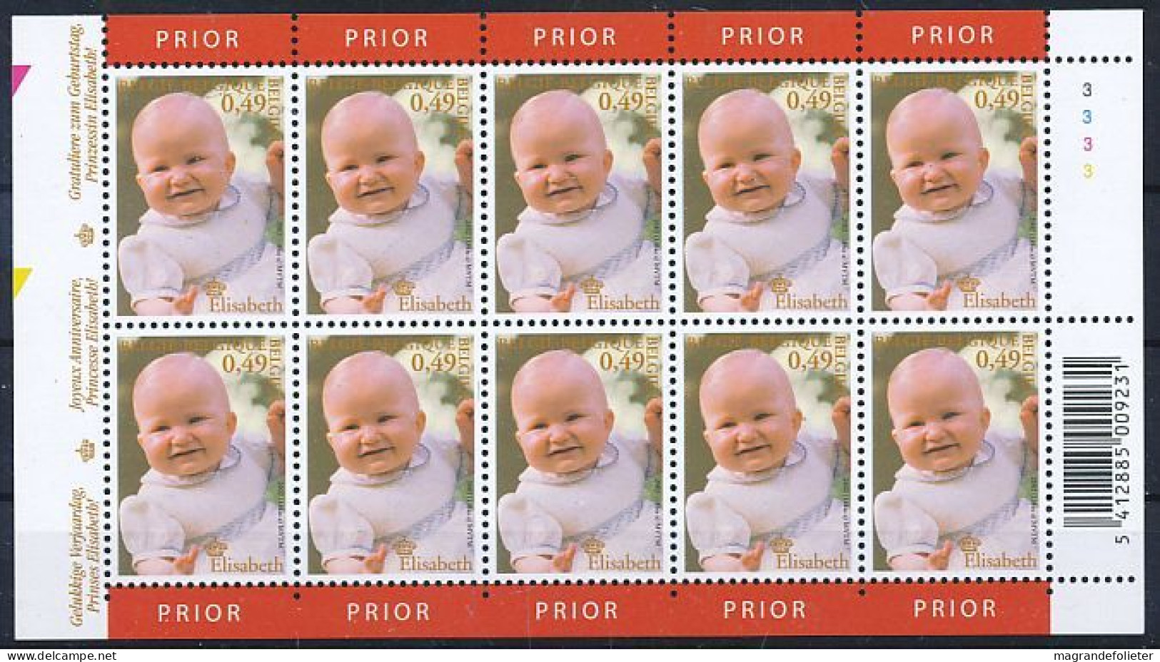 TIMBRE STAMP ZEGEL BELGIQUE  FEUILLET DE 10 X 3098 PRINCESSE ELISABETH  XX - 2011-2020