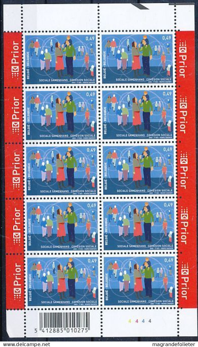 TIMBRE STAMP ZEGEL BELGIQUE  FEUILLET DE 10 X 3211 COHESION SOCIALE  XX - 2011-2020