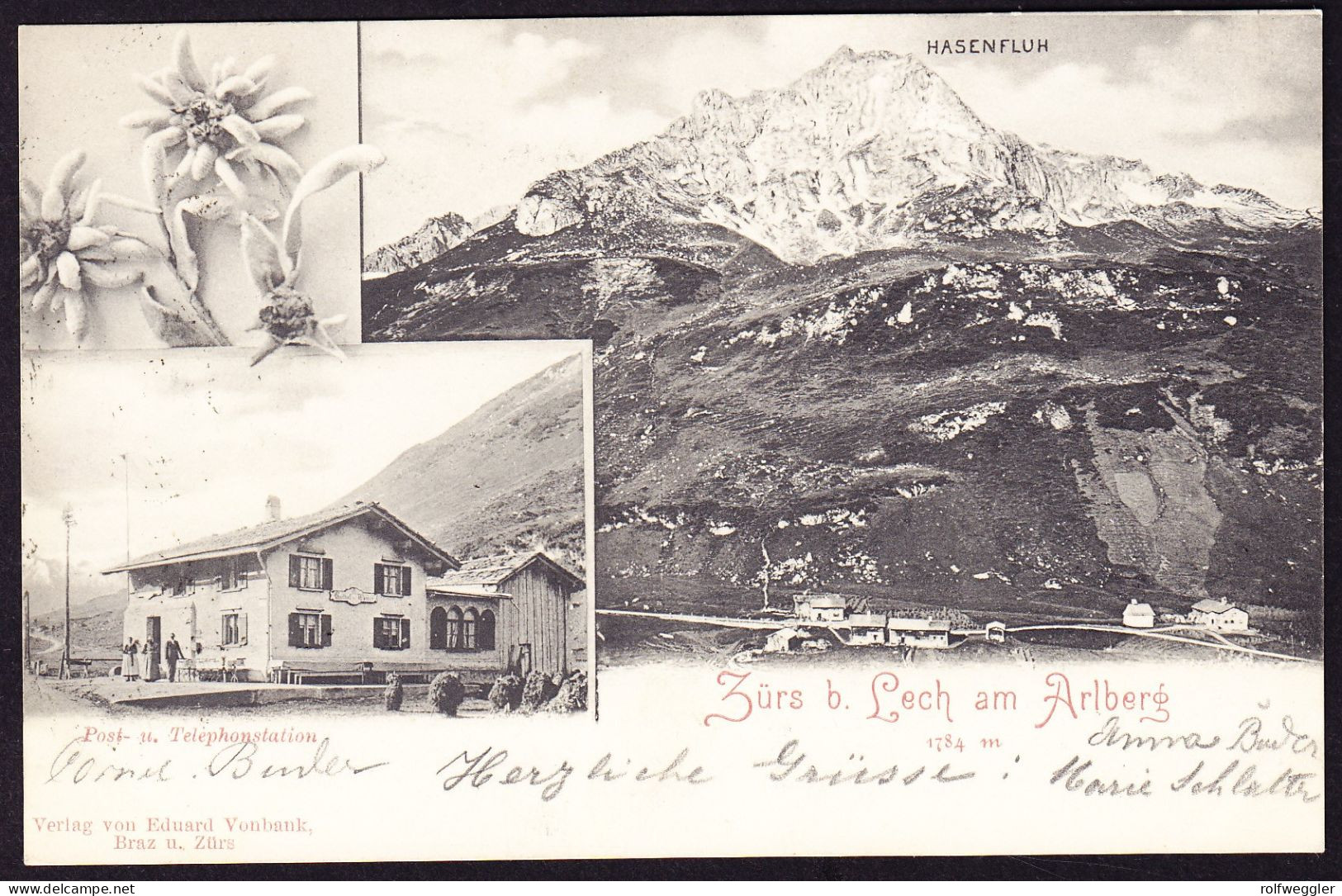 1902 Gelaufene Ak: Zürs B. Lech Am Arlberg Mit Post- Und Telefon Station. Zusätzliche Postablage Stempel - Lech