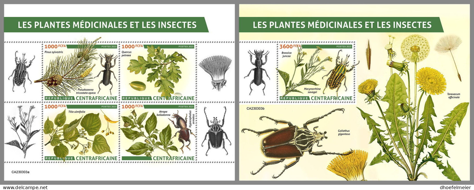 CENTRAL AFRICAN REP. 2023 MNH Medical Plants Heilpflanzen Plantes Medicinales Insects M/S+S/S - OFFICIAL ISSUE - DHQ2337 - Heilpflanzen
