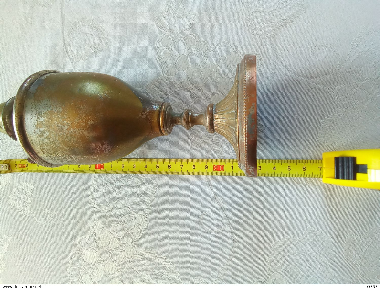 Ancienne petite  LAMPE PIGEON sur pied cuivre et nickelé vintage d époque (bazarcollect28)