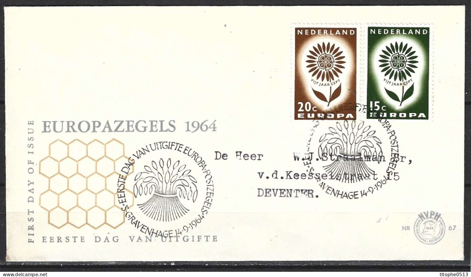 PAYS-BAS. N°801-2 Sur Enveloppe 1er Jour (FDC) De 1964. Europa'64. - 1964