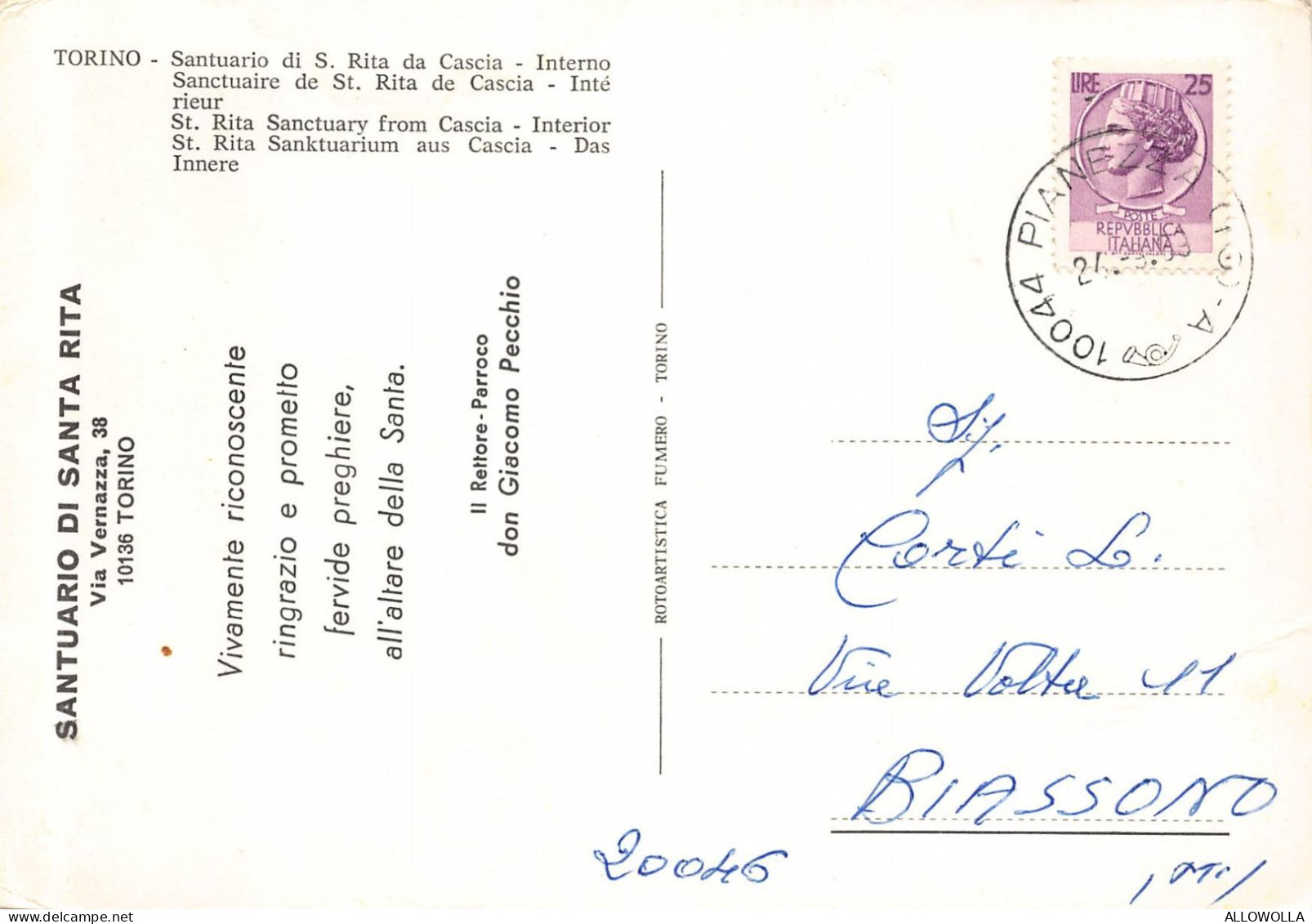 22357 " SANTUARIO DI S. RITA DA CASCIA-INTERNO " -VERA FOTO-CART. POST. SPED.1968 - Kirchen