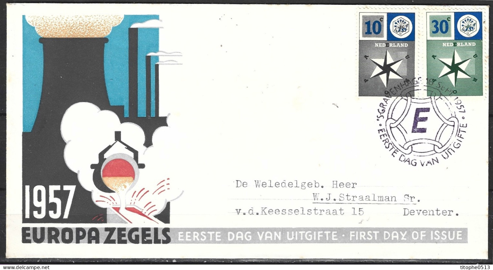 PAYS-BAS. N°678-9 Sur Enveloppe 1er Jour (FDC) De 1957. Europa'57. - 1957