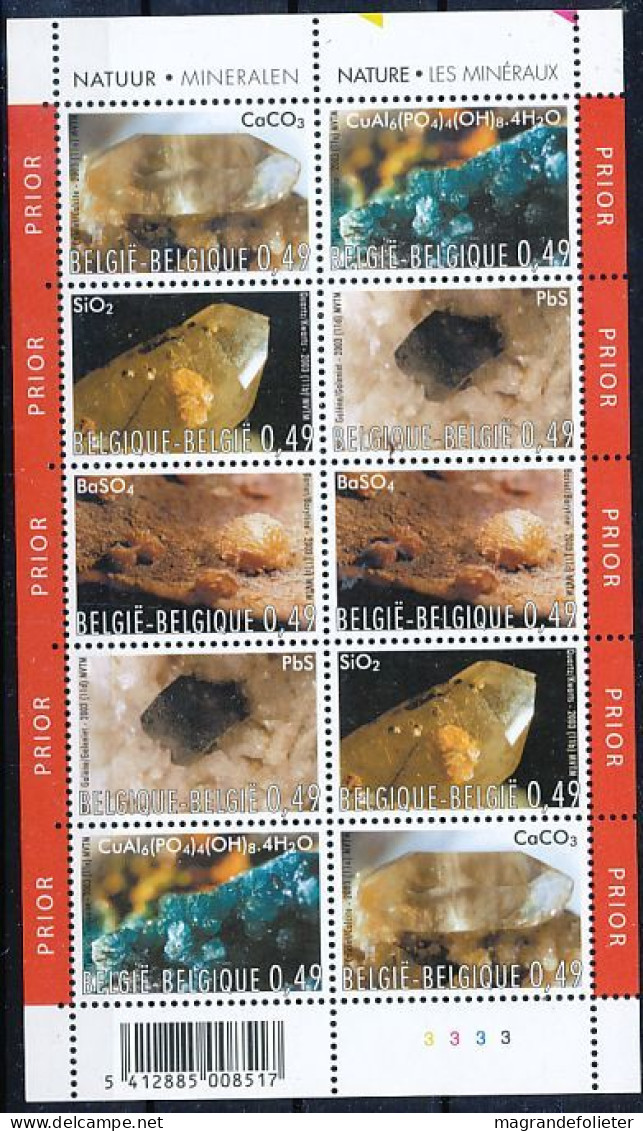 TIMBRE STAMP ZEGEL BELGIQUE  FEUILLET DE 2 X 5  3174-3175 LES MINERAUX  XX - 2011-2020