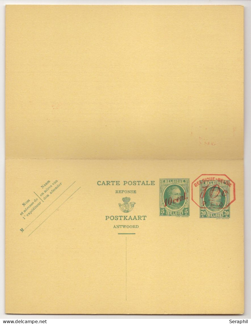 Entier Postal Type Houyoux N° 77 I - FN - 20 Et 10/5 + 20 Et 10/c Vert  - Avec Réponse Payée - P010 10c  (RARE)  - 1931 - Antwoord-betaald Briefkaarten