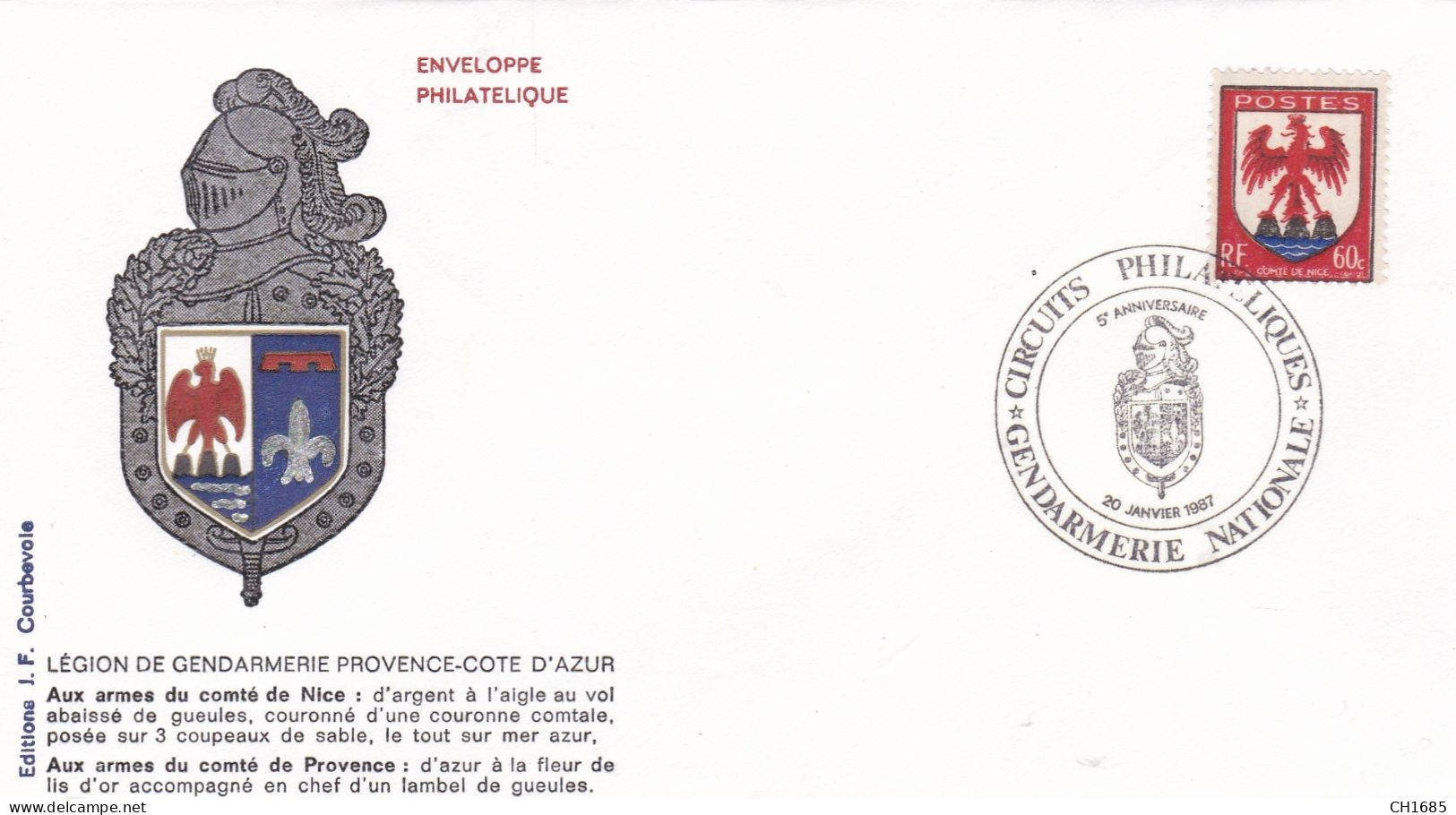 Enveloppe Légion De Gendarmerie Provence-Cote D'Azur  20 Janvier 1987 - Police & Gendarmerie