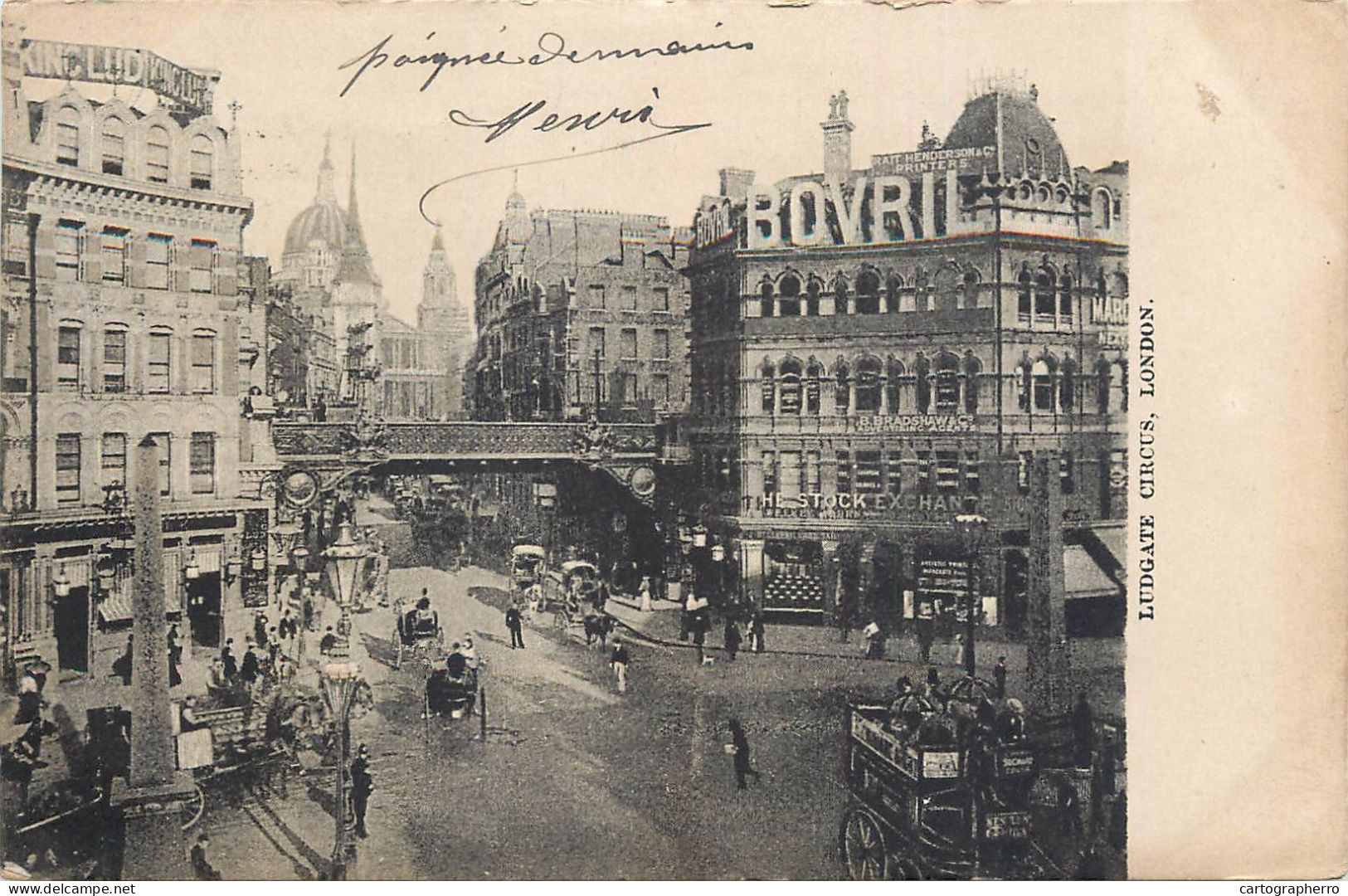 Old London Surface Transport Carriage Cart Bus Double Deck Ludgate Circus - Bus & Autocars