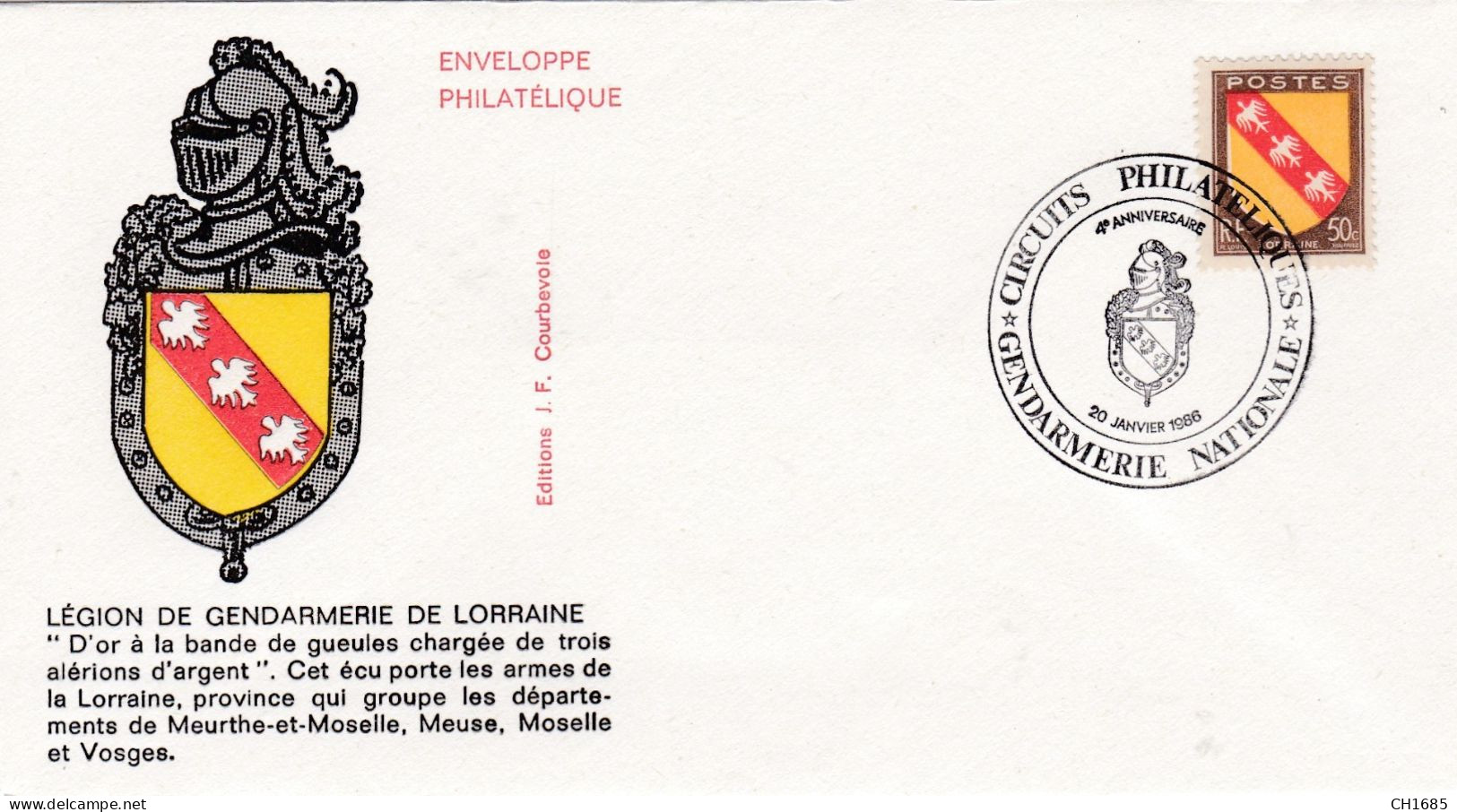 Enveloppe Légion De Gendarmerie De Lorraine  20 Janvier 1986 - Police & Gendarmerie