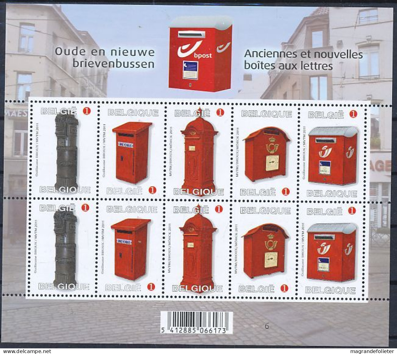 TIMBRE STAMP ZEGEL BELGIQUE  FEUILLET 2 X 5 4130-4134 ANCIENNES ET NOUVELLES BOITES AUX LETTRES  XX - 2011-2020