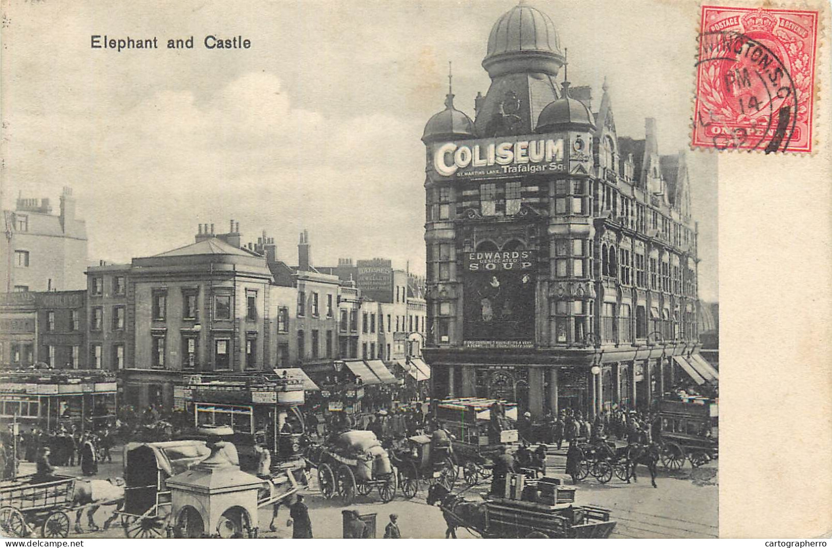 Old London Surface Transport Carriage Cart Bus Double Deck Horse Tram Elephant And Castle - Bus & Autocars