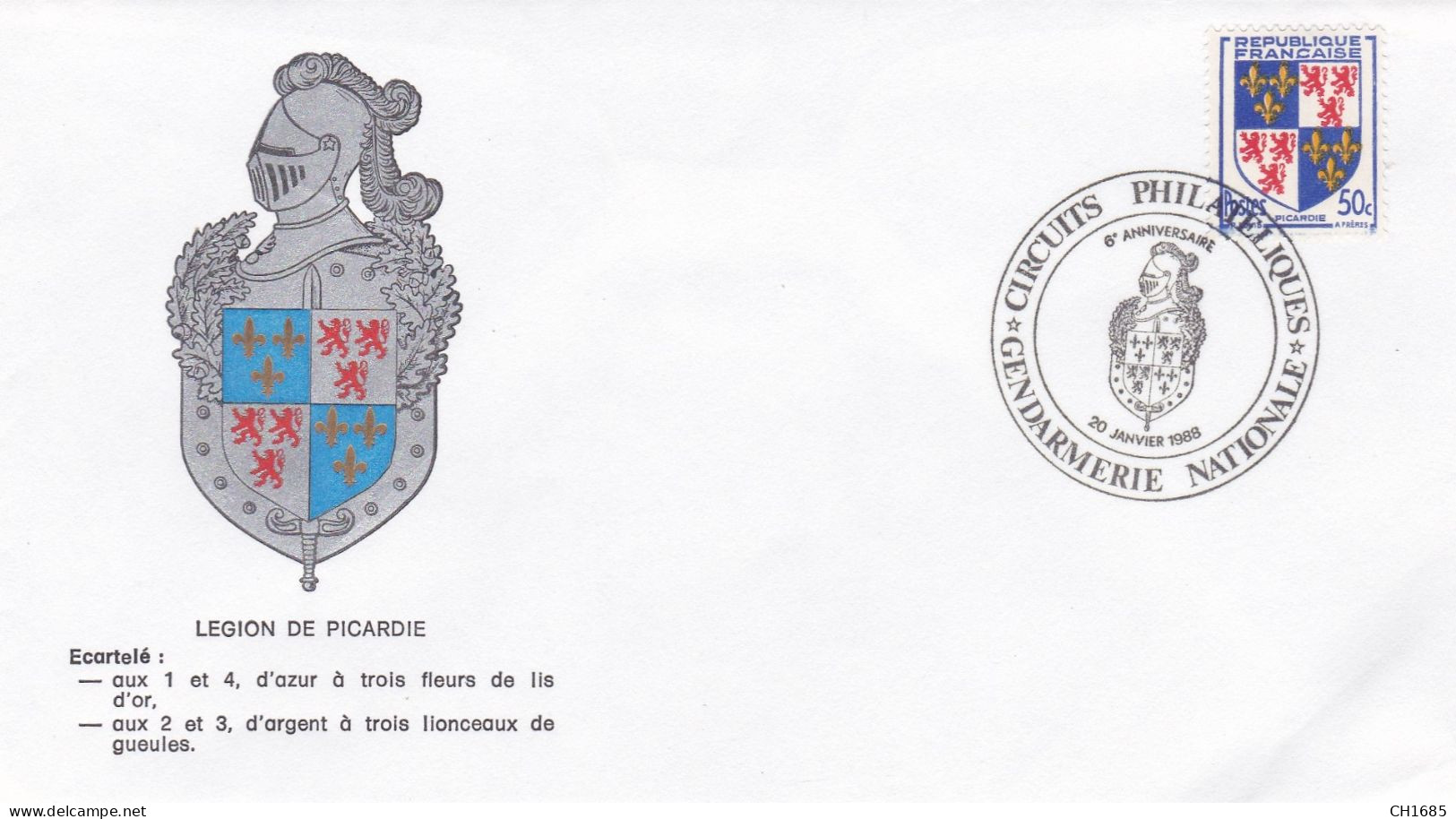 Enveloppe Légion De Gendarmerie De Picardie  20 Janvier 1988 - Police & Gendarmerie