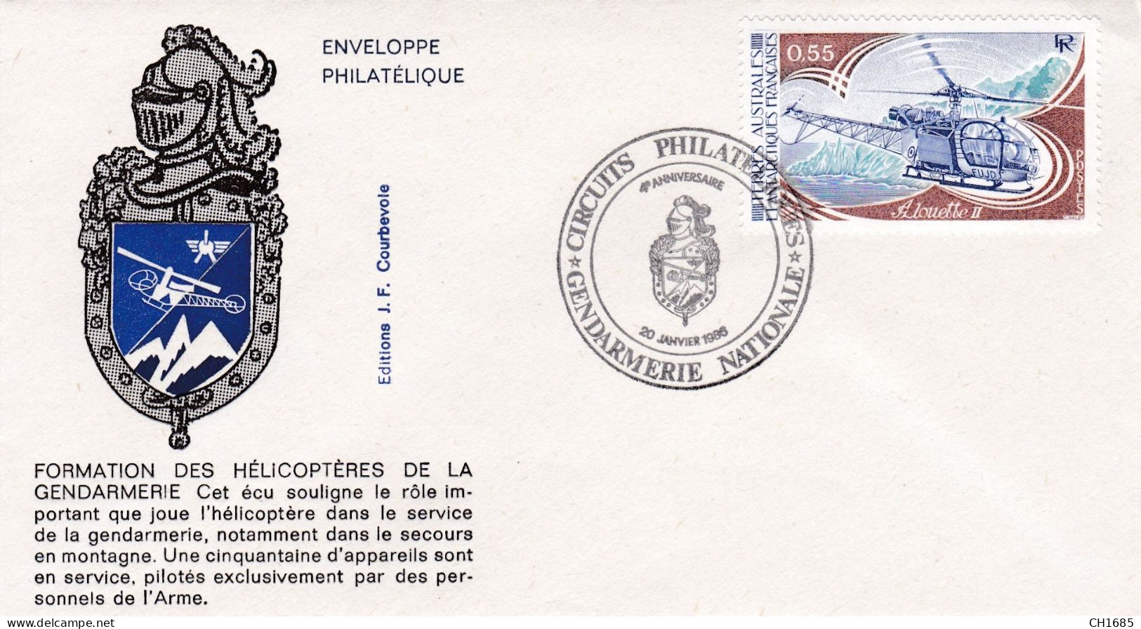 Enveloppe Formation Des Hélicoptères De La Gendarmerie  20 Janvier 1986 - Police & Gendarmerie