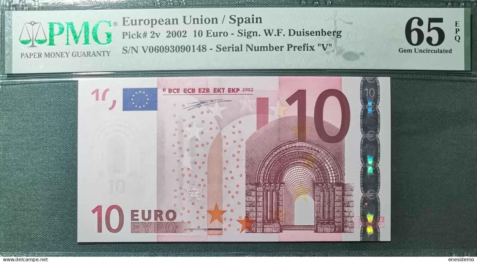10 EURO SPAIN 2002 DUISENBERG M003H3 SC FDS UNC. PMG 65 EPQ - 10 Euro