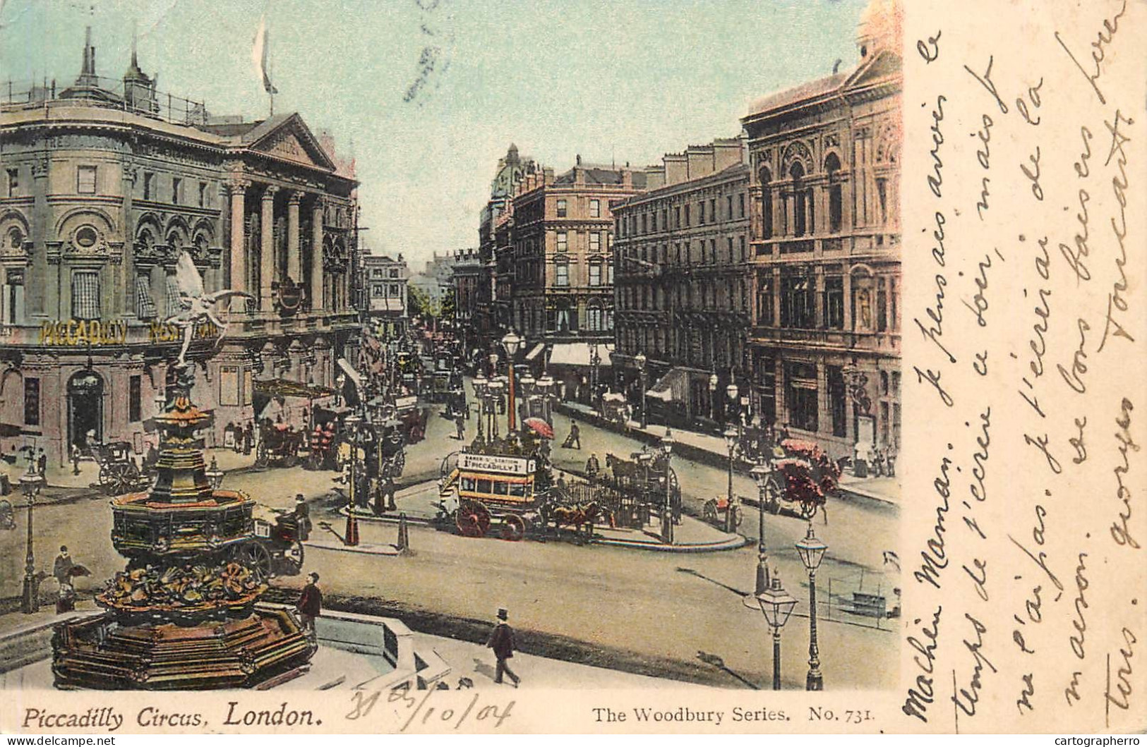 Old London Surface Transport Carriage Cart Piccadilly Circus Horse Tram - Bus & Autocars