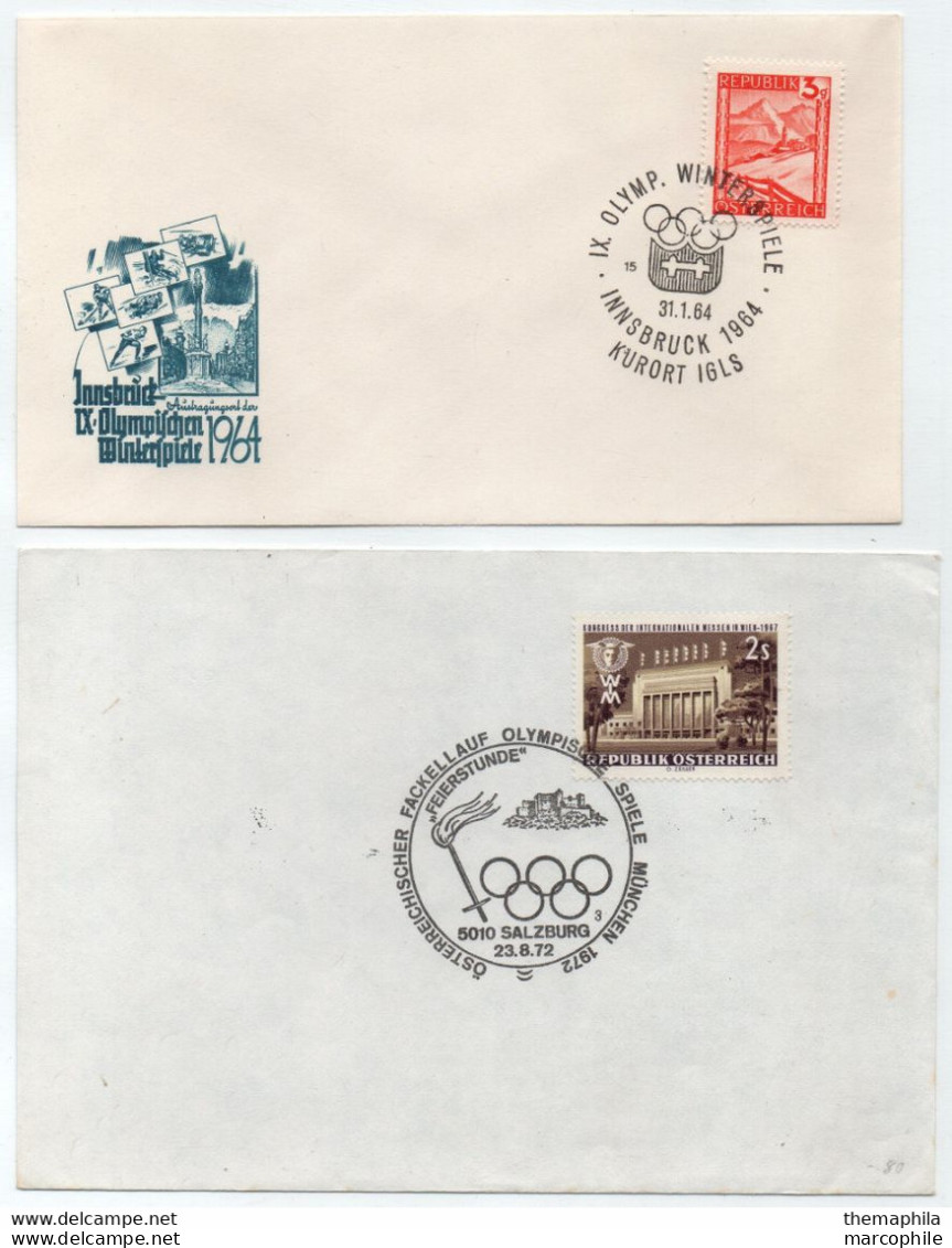 JEUX OLYMPIQUES - OLYMPIA / 1964 - 1972 AUTICHE 2 OBLITERATIONS ILLUSTREES (ref 6468c) - Winter 1964: Innsbruck
