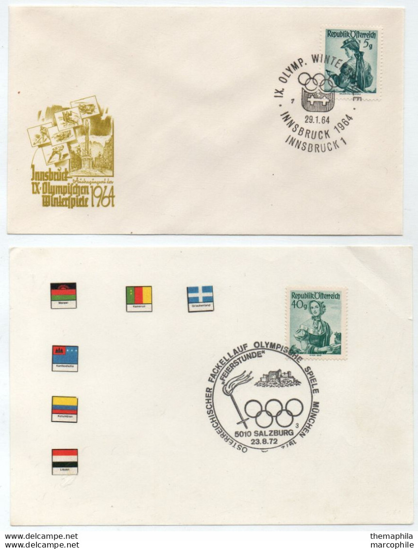 JEUX OLYMPIQUES - OLYMPIA / 1964 - 1972 AUTICHE 2 OBLITERATIONS ILLUSTREES (ref 6468a) - Inverno1964: Innsbruck