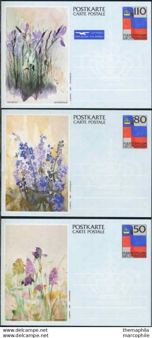 LIECHTENSTEIN /1987 SERIE COMPLETE DE 3 ENTIERS POSTAUX ILLUSTRES NEUFS (ref 3470) - Stamped Stationery