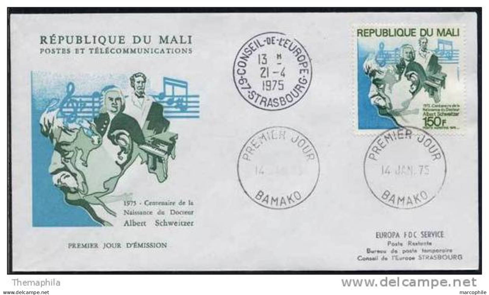 ALBERT SCHWEITZER / NOBEL - 1975 MALI ENVELOPPE FDC (ref 3947) - Albert Schweitzer