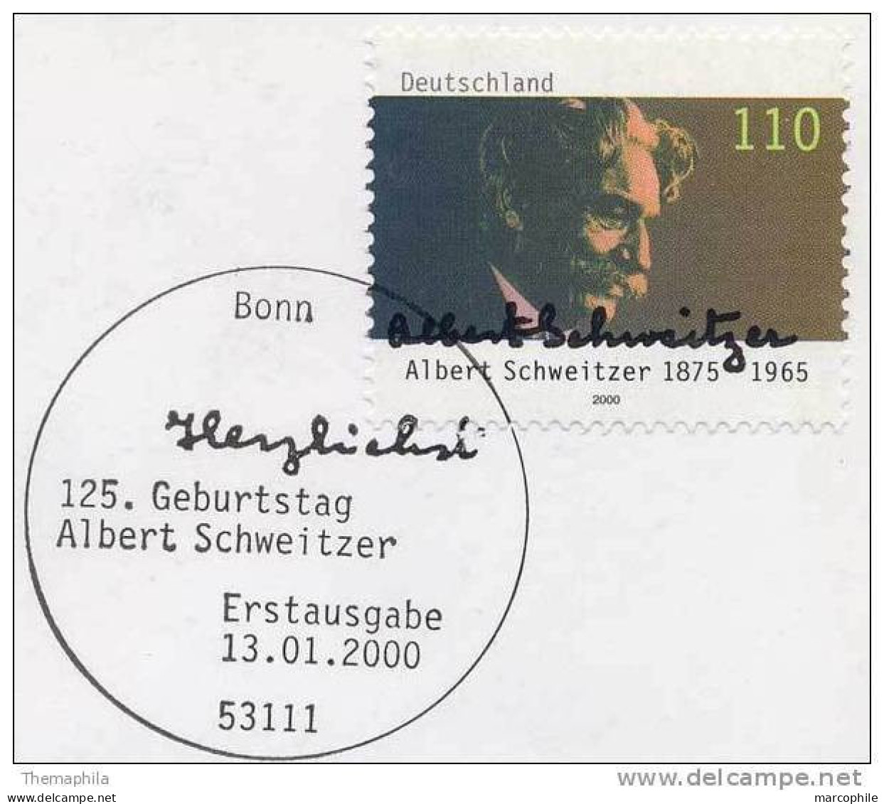 ALBERT SCHWEITZER / NOBEL - 2000 FRANCE - ALLEMAGNE FDC (ref 767) - Albert Schweitzer