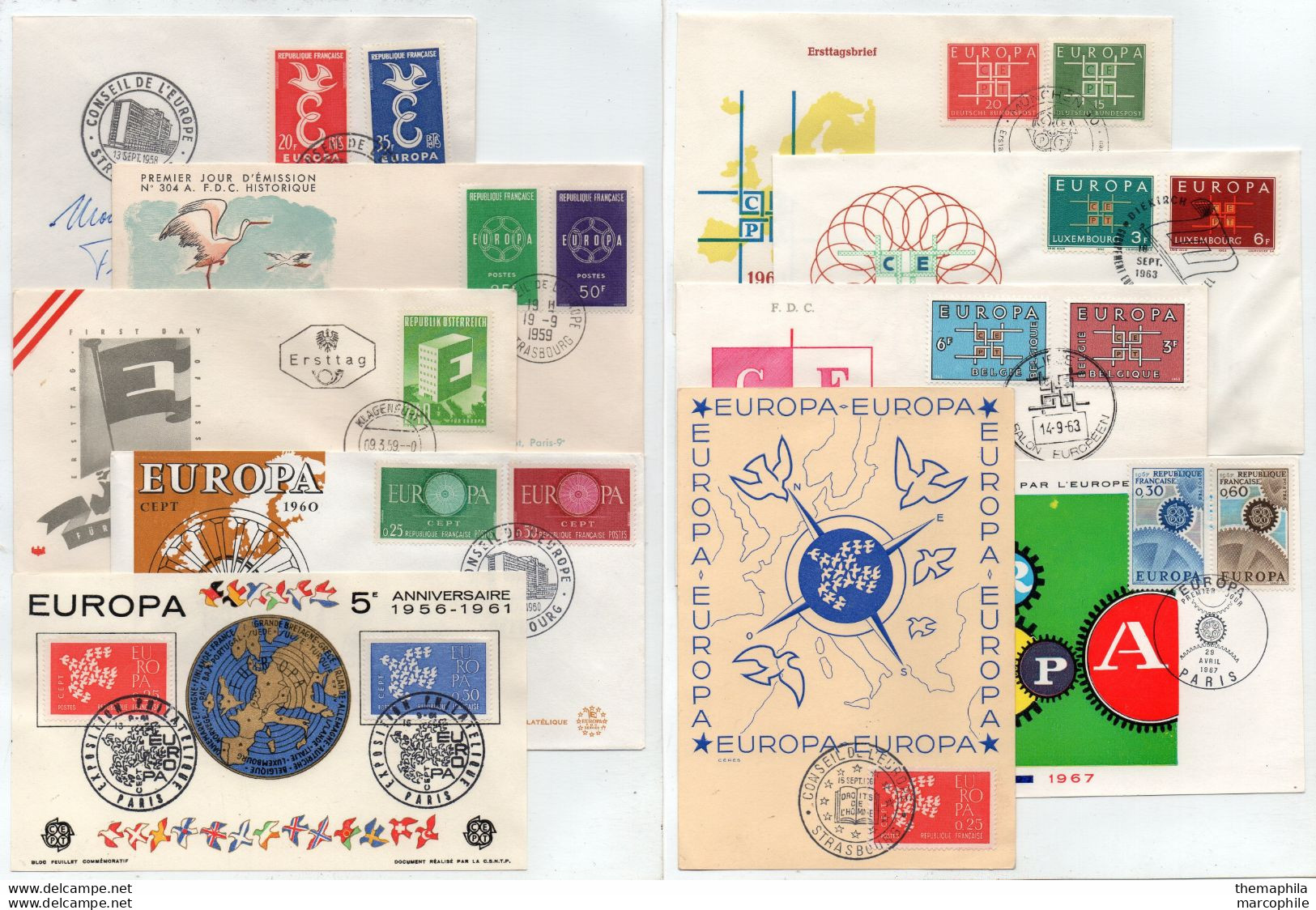 EUROPA - CEPT / 1958-1967 -  LOT DE 10 ENVELOPPES FDC ILUSTREES DIFFERENTES - PETIT PRIX (ref 6052) - Collections