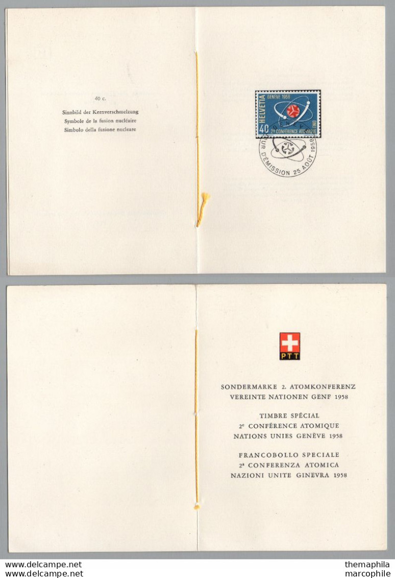 NUCLEAIRE - ATOME - ATOM / 1958 SUISSE FEUILLET FDC (ref 8578) - Atome